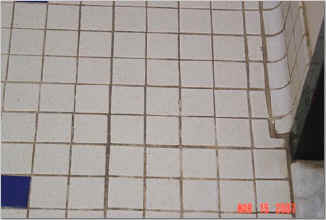 Commercial bathroom floor - ugly grout that wouldn't clean - solution: Color Seal the grout for a new look